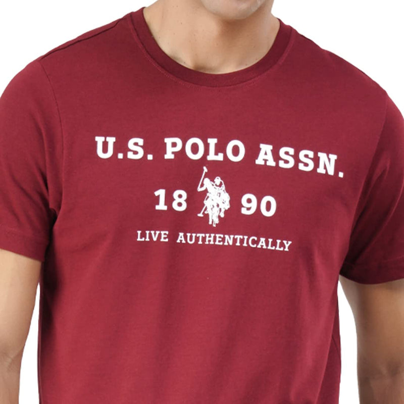 U.S. Polo Assn. Men Comfort Fit Brand Print I683 T-Shirt - Pack Of 1 (RED S)