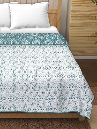 Dream Dwell 100% Pure Cotton Reversible Dohar/AC Blanket for Double Bed |All Weather Light Weight | Floral Design Dohar| Pack of 1-Pearl River