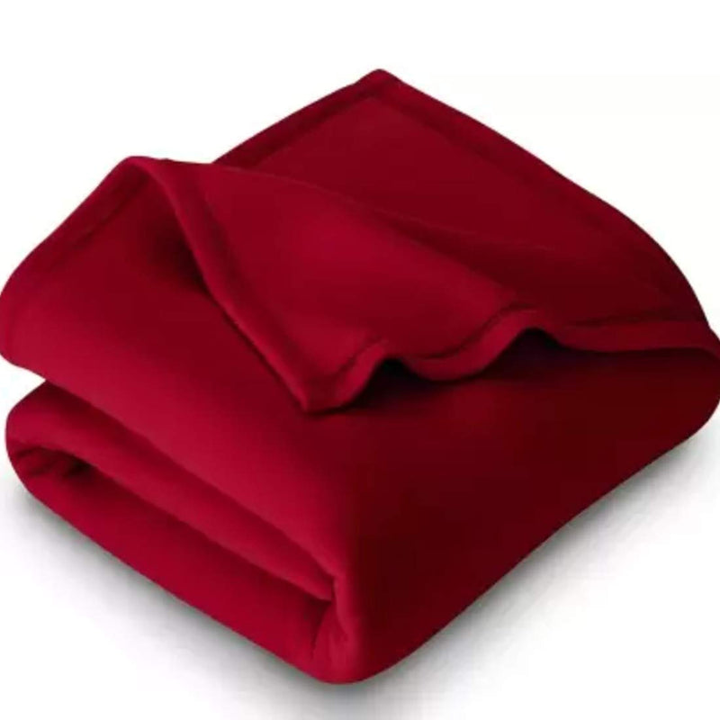 Home Stylish Soft Warm Fleece Blanket Throw Microfiber Plush Blanket for Bed, Camping, Traveling (90x90 Inches Maroon)