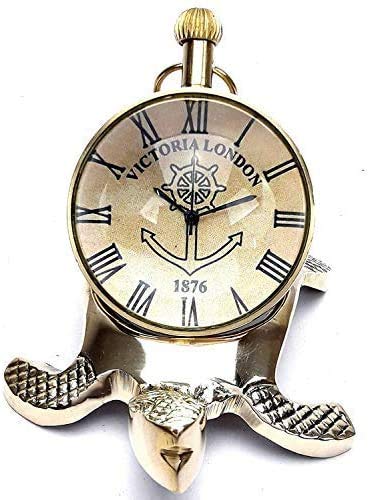 Valley Arts Personalized Handmade Antique Style Brass Tortoise Table Watch