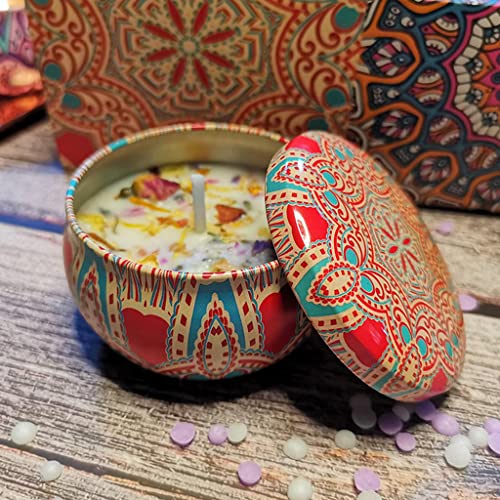 ATORSE® Scented Candles Gift Soy Wax Tin Candles Gift for Women Rose