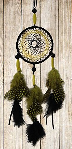 Daedal dream catchers - Dandelion Yellow Wool and Wool Blend Long Wooden Beaded Dream Catcher (Dimensions 36cm L X 12cm W X 1cm D) Hand Made Hand Crafted Home Décor Wall Hanging DDC123