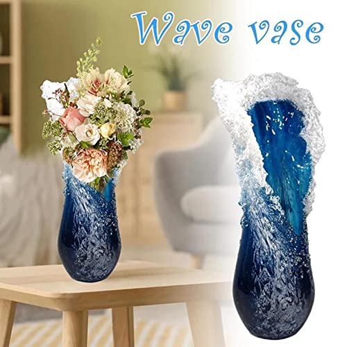 CALANDIS Resin Sea Wave Flower Vase Furnishing Home Desktop Cabinet Decoration 30Cm