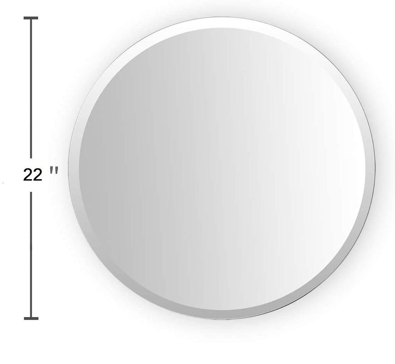 SDG 22" x 22" Round Frameless Mirror (with Beveled Edges, Suitable for Bathroom)