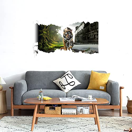 GADGETS WRAP Printed Wall Decal Sticker Scratched Paper Style Wall Decal (90cm x 50cm) - Tiger Futursitic