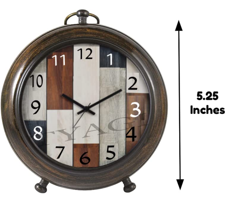 TYAGI Table Clock Antique Style Office Home Decor handicrafts Items Wedding Gift Bedroom Living Room Office Desk Clock(Wood, Brown)