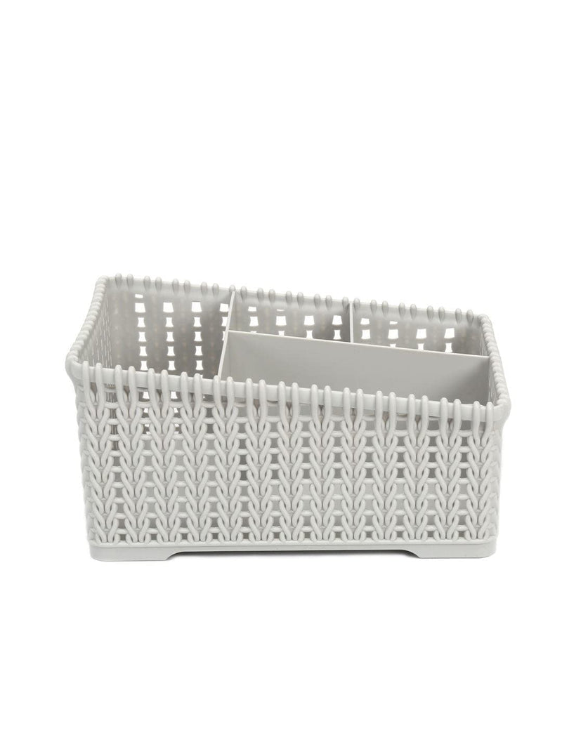 @home By Nilkamal Plastic Storage Basket For Multipurpose Use - Desk Organizer, Pen & Pencil Holder, Kitchen Storage Organizer, Wardrobe, Cosmetic & Makeup Organizer - Single Beige - 14.3X20.5X10.5Cm