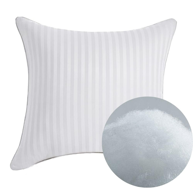 9villa Durable Fiber Cushion in Satin Stripe Fabric with Stomach, Cushions for Sofa,Bed,and Chair Cushion Set of 5 (16 X 16 X 5 Inchs, White)