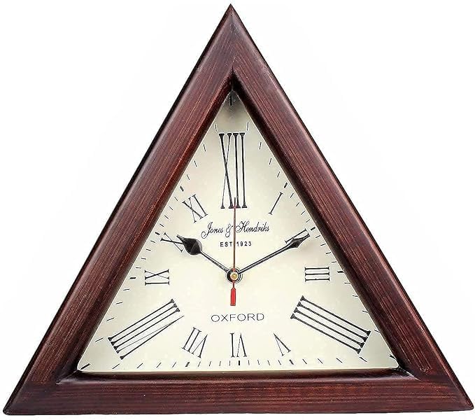 Delight 12 inch Wooden Desk Clock Triangle Design Desk Clock I Home Decor