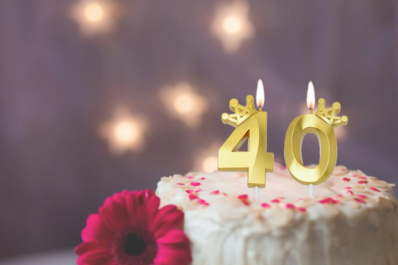 2.56 inch Gold 40 Number Birthday Candles,Gold Cake Number Candles, Numeral 40 Cake Topper for Birthday Decorations