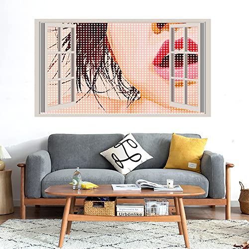 GADGETS WRAP Printed Wall Decal Sticker Fake Window Style Decal (90cm x 50cm) - Lips