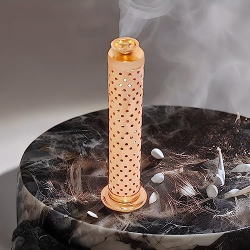 SWAURSAHA Stainless Steel Incense Stick Holder With Ash Catcher & Dhoop Holder, Ideal For Home (Set of 1, Copper), Round