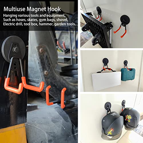 Strong Magnetic Hooks Heavy Duty - Large Garage Magnet Hooks for Hanging, with Anti-Slip Rubber Coating, Magnet Utility Hooks Racks for Metal Surface, Door, Cruise Cabins (66mm, 21lbs, 2 Pack)