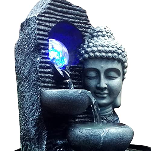 ATORSE® Buddha Tabletop Water Fountain Meditation Statue for Bedroom Desk Home Decor