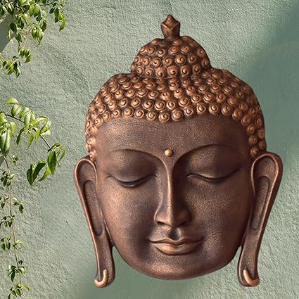 Shawshank Buddha Wall Hanging Mural Showpiece for Home Entrance Decor, Office, Study Room - Idol Statue Shri Buddha face Wall Mount