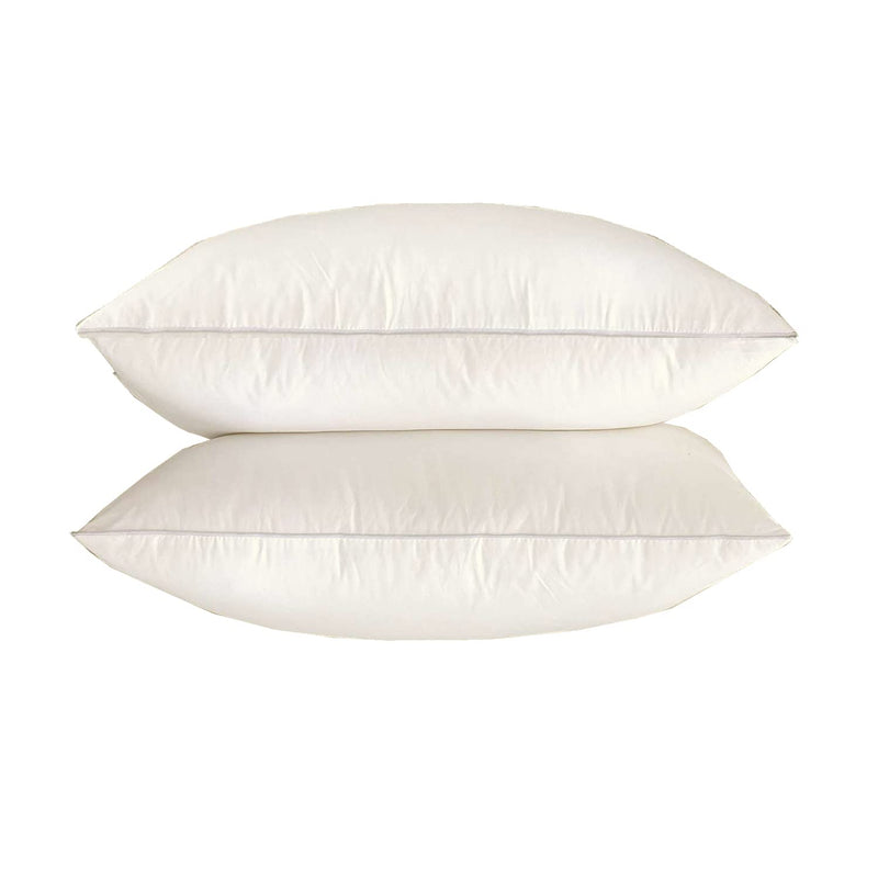 Indore Cotton - Micro Fiber Filled Ivory Plain Cotton Pillow Takiya Combo Set of 2 for Bed Room - 17x27 Inch Size Pillow Set of 2 for Sleeping