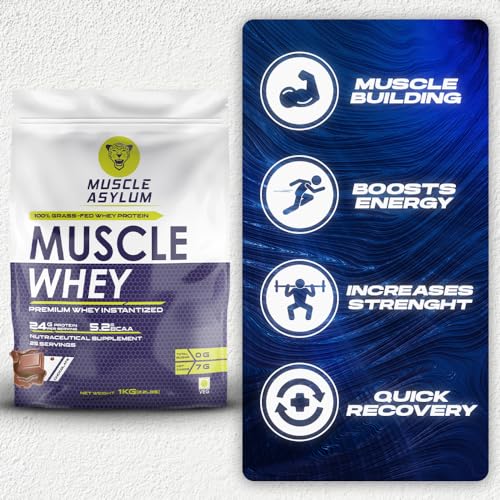 Muscle Asylum Premium Whey Protein l 1kg, 25 Servings l Double Chocolate l With Genuine Lab Reports l Muscle Building & Recovery | Increased Muscle