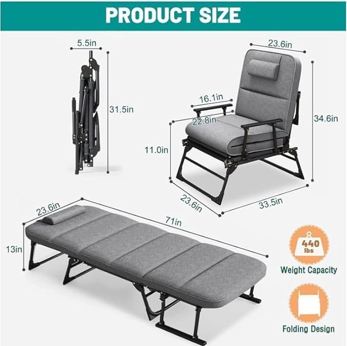 waqif Camping Stretcher | Portable Guest Cot | Lounger for Outdoor and Indoor | Extra Wide Heavy Duty Portable Camp Bed | Folding Camping Bed | Supports up to 150 kg