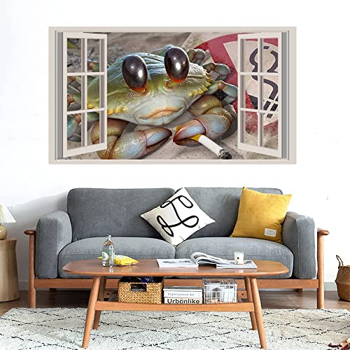 GADGETS WRAP Printed Wall Decal Sticker Fake Window Style Decal (90cm x 50cm) - Smoking Crab