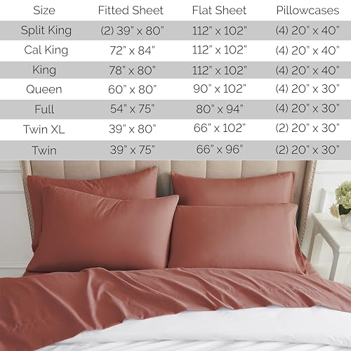 Queen, Terra Cotta (Marsala) : Southshore Essentials - 6 Piece Brushed Microfiber Sheet Set, Queen Size, Marsala