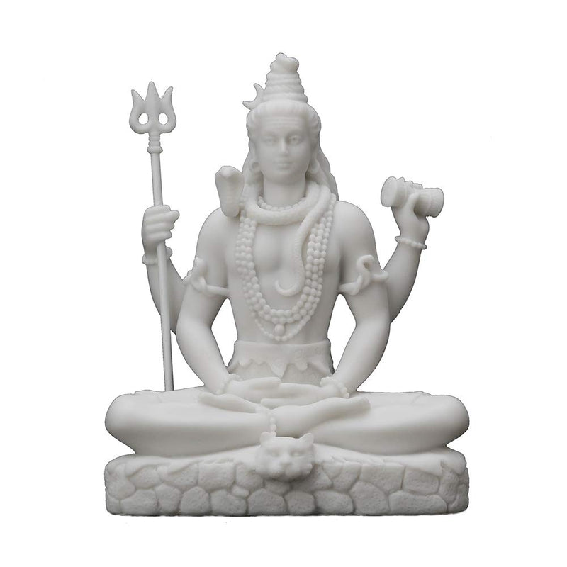 Veronese Design 6 1/8" Tall Resin Cast Marble Finish Meditating Shiva Hindu God Statue Indian Idol, White