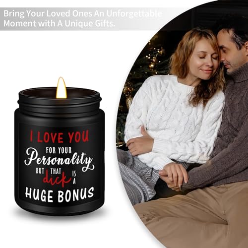 Valentines Day Gifts for Boyfriend from Girlfriend Love Candle Funny Gifts for Husband from Wife - 7 Oz Lavender Scented Soy Canle - Romantic Birthday Anniversary Presents for Him Men