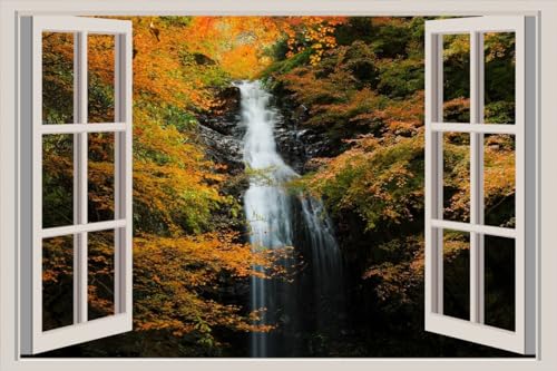 JVERF - JZZA27927 Seasons Autumn| Self-Adhesive Open Window Wall Sticker