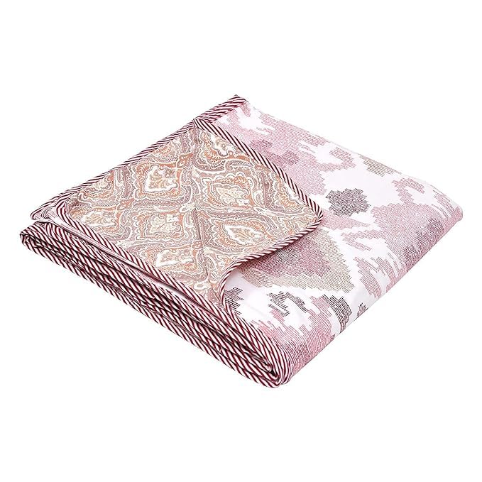 SK STORE 100% Cotton Reversible Dohar Single/Double Bed Size | Jaipuri Printed Artisan Block Design Blanket | Soft Lightweight AC Summer Comforter Quilt (SW-Cotton NO-1, Single Bed(56 x 87 Inches))