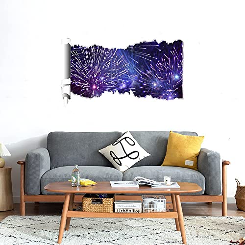 GADGETS WRAP Printed Wall Decal Sticker Scratched Paper Style Wall Decal (90cm x 50cm) - New Year Fireworks