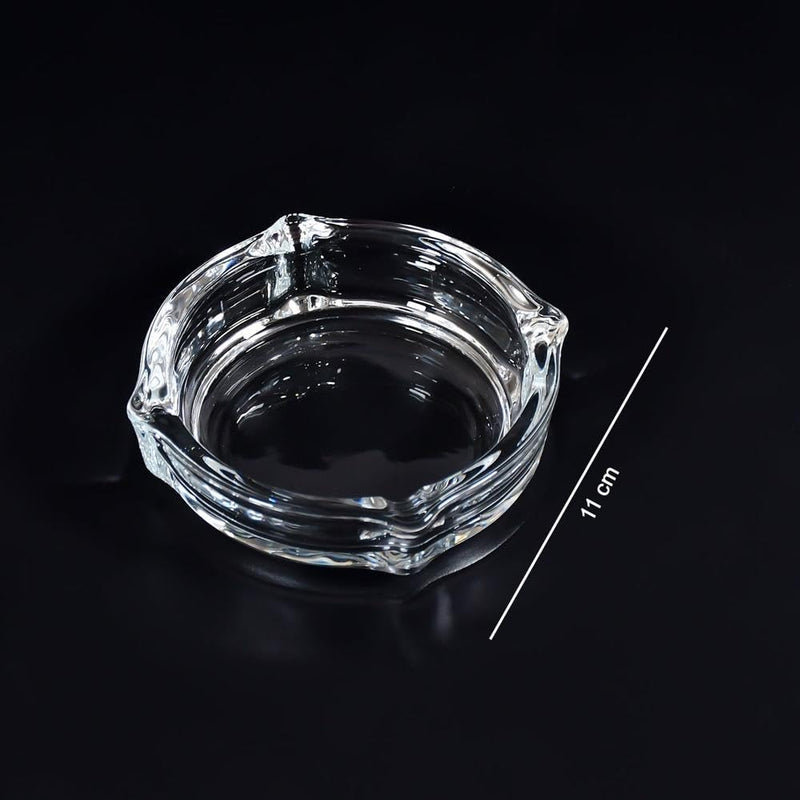 Glass Crystal Cigarette Round Ashtray, Transparent | Lead-free Glass | Environmentally Friendly | Pack of 1