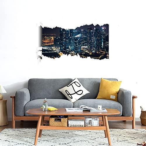 GADGETS WRAP Printed Wall Decal Sticker Scratched Paper Style Wall Decal (90cm x 50cm) - Singapore Skyscrapers Marina Bay Night