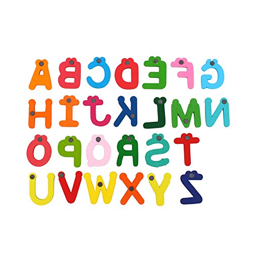 Wooden Alphabet Fridge Magnet Small and Cute Firm and Durable 26 Wooden Clown Alphabet Letters Fridge Magnet for Home Table Desk