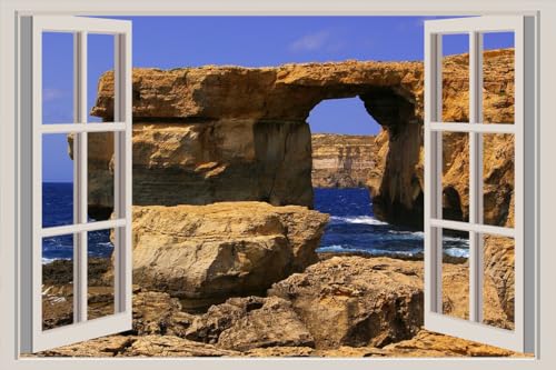 JVERF - JZZA24133 Malta Sea Azure| Self-Adhesive Open Window Wall Sticker