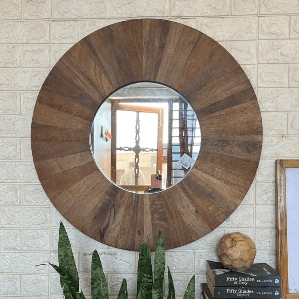 Urbanfry Homes Diana Round Wooden Mirror