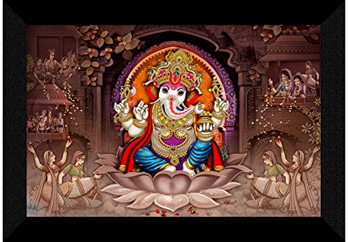 SAF Pack of 1 Ganesha religious modern art wall painting with framed for living room 11 inch x 14 inch CANFM31230