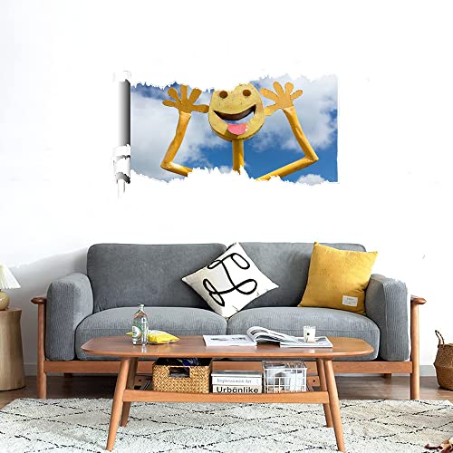 GADGETS WRAP Printed Wall Decal Sticker Scratched Paper Style Wall Decal (90cm x 50cm) - Smiley Tongue Out