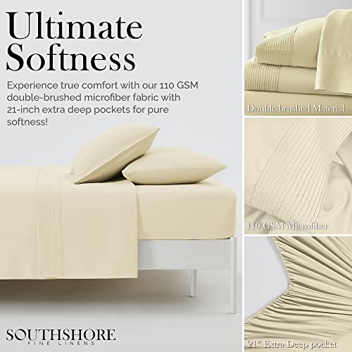 Southshore Fine LinensÃƒÂ‚Ã‚® - 4 Piece - Extra Deep Pocket Pleated Sheet Set , CALIFORNIA KING , OFF WHITE by Southshore Fine Living, Inc.