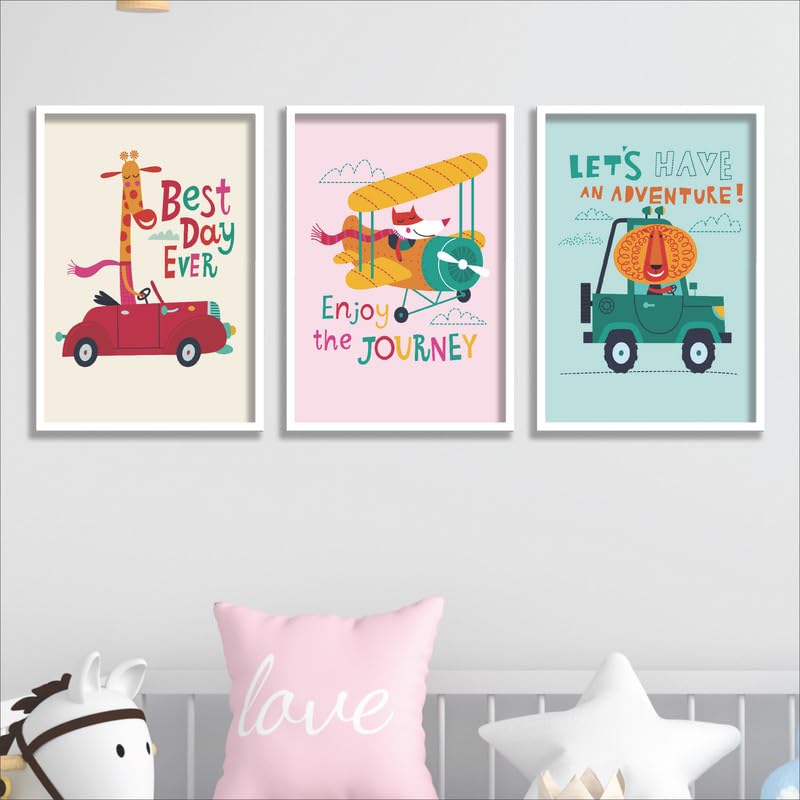 SAF paintings Set of 3 Kids Room Wall Painting for Home Decoration SA-WHITECF33502