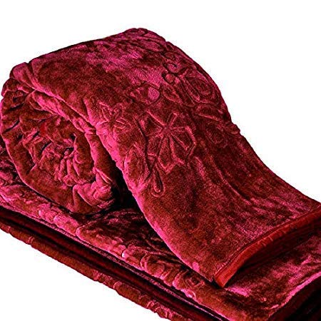 Shivaan Home Furnishing Polyester 150 TC Blanket (Double_Maroon)