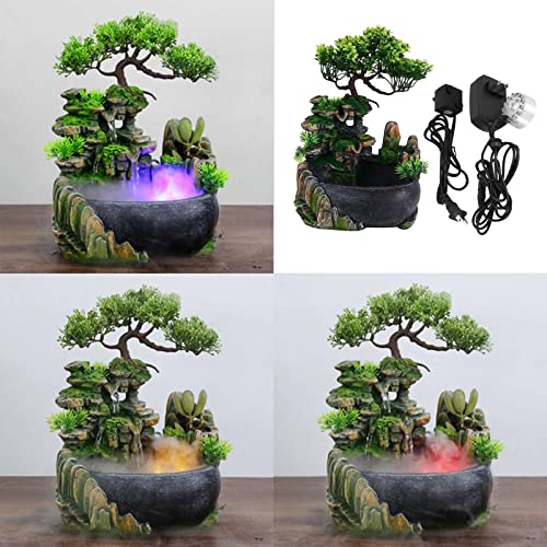 ATORSE® Tabletop Fountain with Light Decorative Statue for Desk Living Room Tea Room