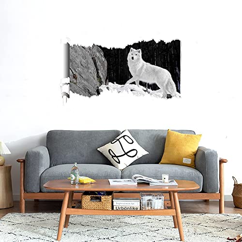 GADGETS WRAP Printed Wall Decal Sticker Scratched Paper Style Wall Decal (90cm x 50cm) - White Wolf 3