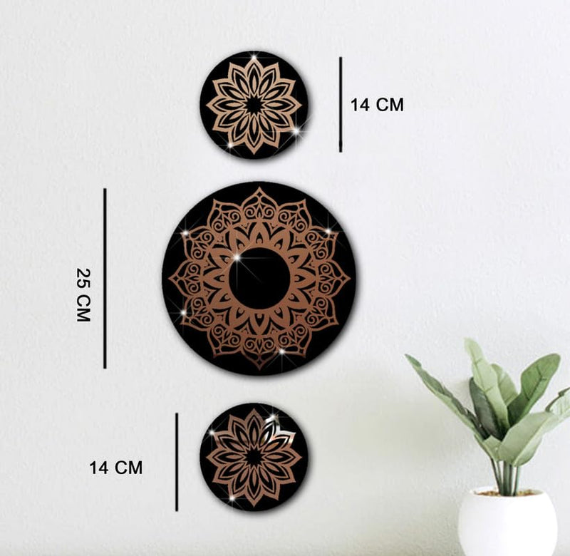 VAH- Kya Bat Hai !! Copper 3D Mandala Design Wooden Acrylic Mirror Wall Sticker for Home Decoration