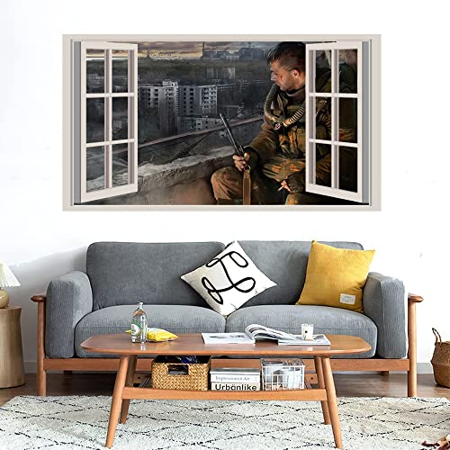 GADGETS WRAP Printed Wall Decal Sticker Fake Window Style Decal (90cm x 50cm) - S.T.A.L.K.E.R.1