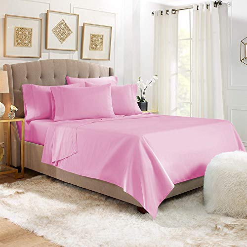 YRM Bedding's Baby Pink 550-TC Super Soft Organic Cotton Flat Bedsheet Single Bed Size (66"x96") with 2-Pillow Covers (17"x27")