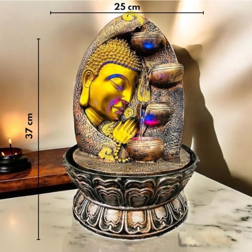 Buddha Face Water Fountain for Home, Office, Table Top Decor