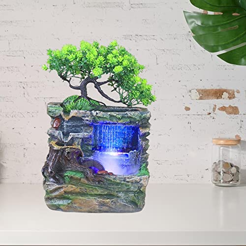 ATORSE® Indoor Water Fountains Rockery Landscape Desk Waterfall Fountain Decor with Fog