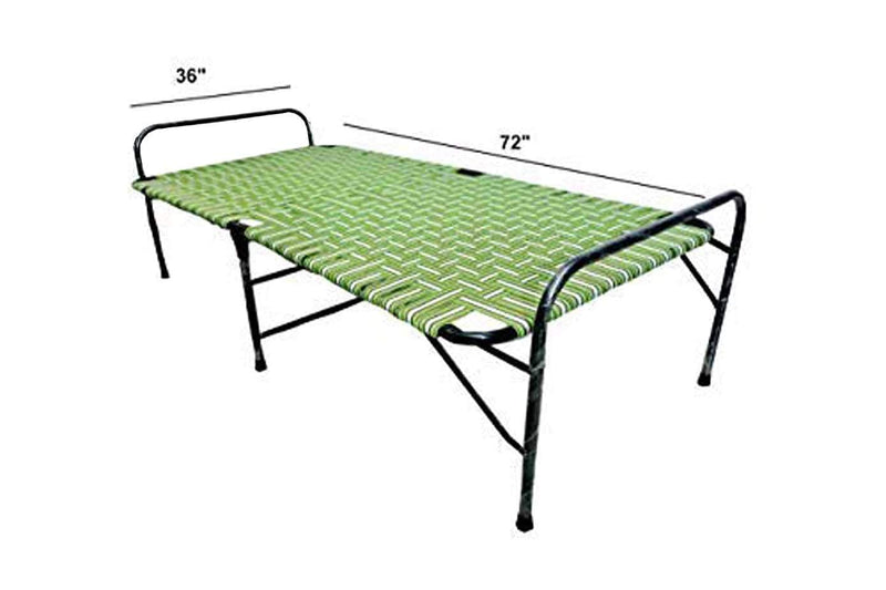 PS PARVESH SMART Metal Stainless Steel Niwar Folding Bed With Mattress And Pillow (Combo) For Home (Size 36X72), Fullxl, Multicolour