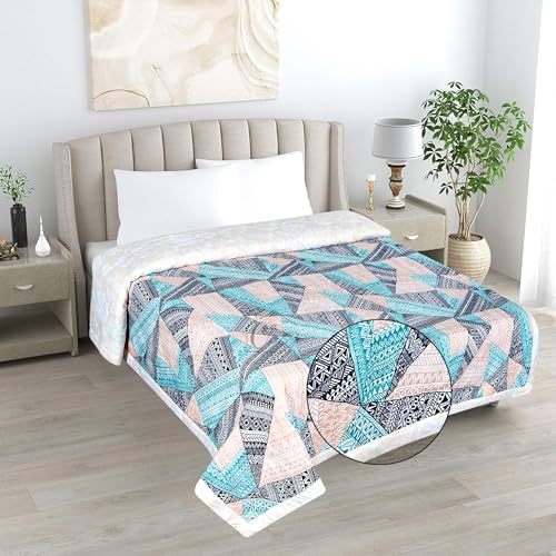 Cosy CORNER Double Bed AC Blanket, 220 GSM Microfiber 3 Layered Quilt, Soft Reversible Printed AC Blanket Double Bed for All Season, Dohar Double Bed