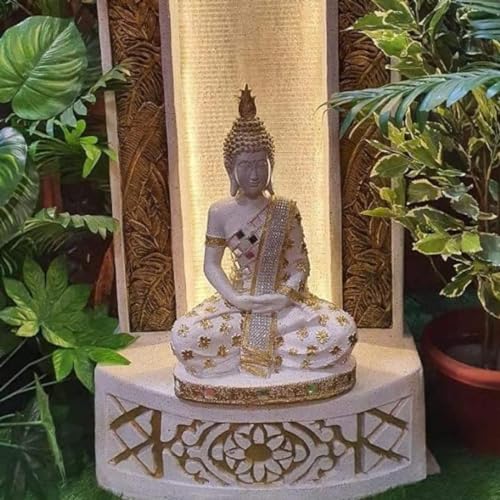 Shawshank Jharna Buddha Water Fountain Resin Fiberglass Water Fountain for Office Living Room Dcor with LED Lights and Water Pump