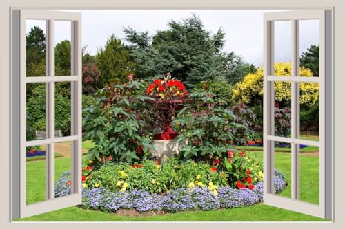 JVERF - JZZA20190 England Parks Wentworth Castle Gardens Lawn| Self-Adhesive Open Window Wall Sticker